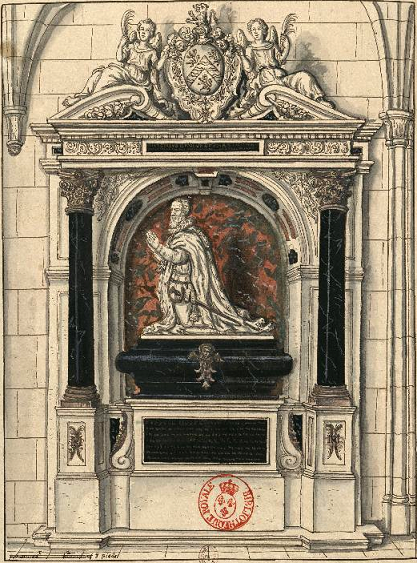 Tombeau de Martin Ruz de Beaulieu - agenouill -, seigneur de Chilly - en marbre noir - dans l'glise Saint-tienne de Chilly-Mazarin